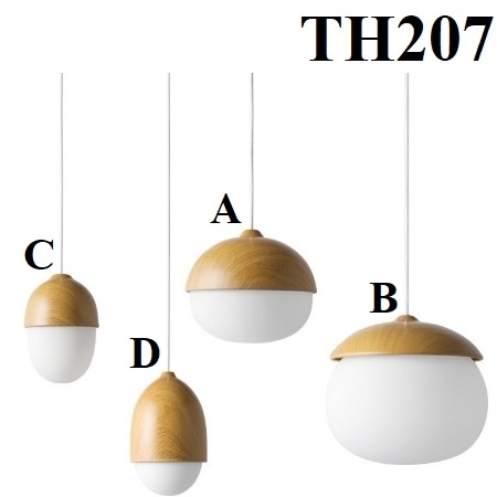 Đèn thả hạt dẻ dáng C nhỏ đèn TH207, E27 x 1, KT(mm): 160 x 270